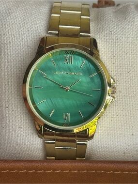 Lucky Brand Gold Watch with Green Face
